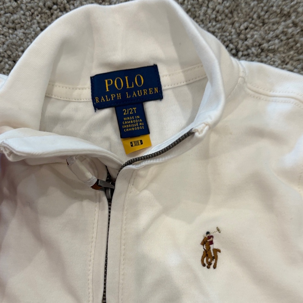 Ralph Lauren Kids White Quarter-Zip Pullover - Picture 3 of 4
